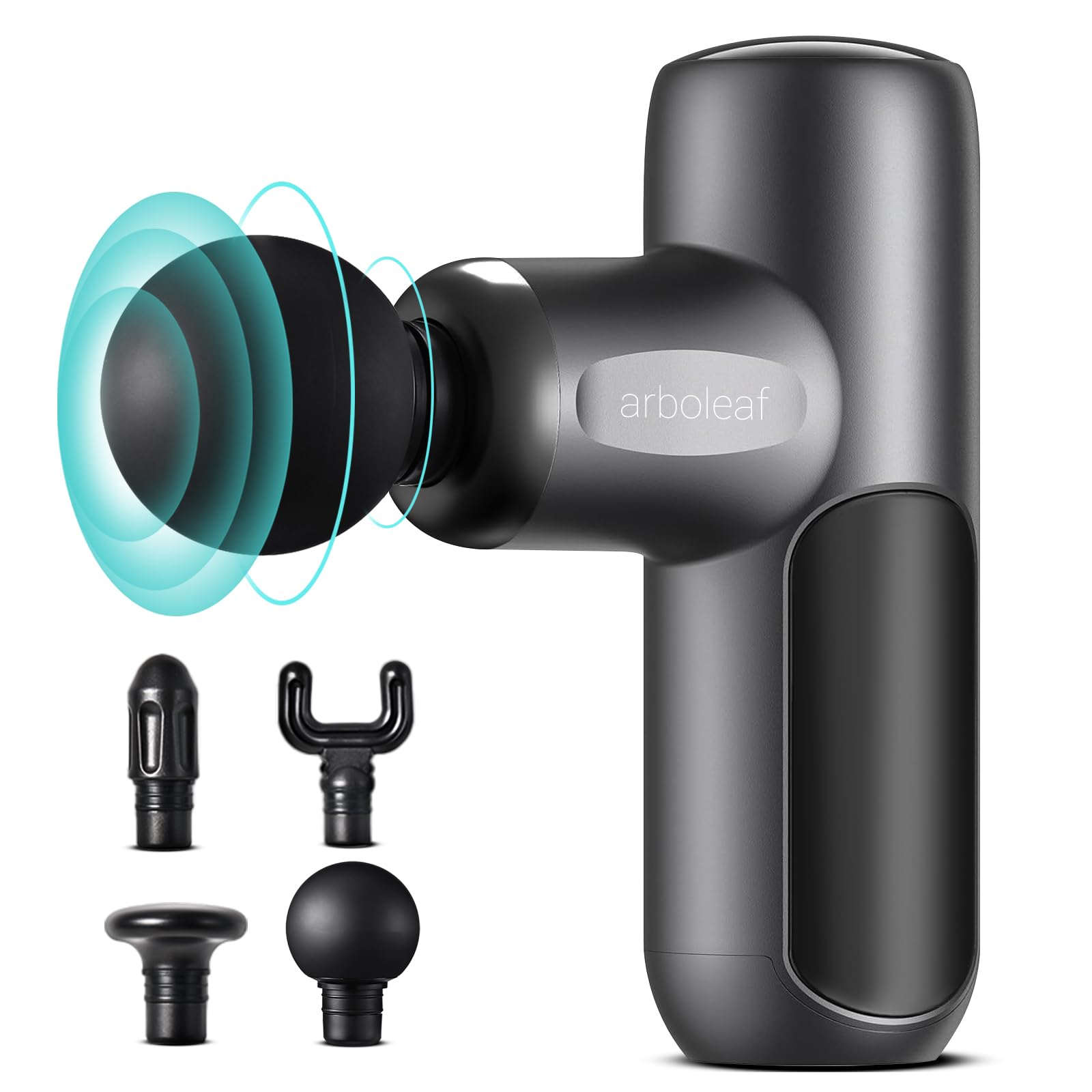 Arboleaf Massagepistole ClimeCo Certified - 0,39kg, 5 Geschwindigkeiten & 4 Massageköpfe, 3200U/Min, flüsterleise Funkti